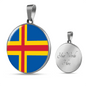 Aland Island Flag Necklace Circle Pendant Stainless Steel or 18k Gold 18-22"-Express Your Love Gifts