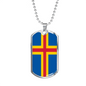 Aland Island Flag Necklace Stainless Steel or 18k Gold Dog Tag 24" Chain-Express Your Love Gifts