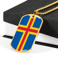 Aland Island Flag Necklace Stainless Steel or 18k Gold Dog Tag 24" Chain-Express Your Love Gifts