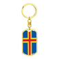 Aland Island Flag Swivel Keychain Dog Tag Stainless Steel or 18k Gold-Express Your Love Gifts