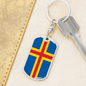 Aland Island Flag Swivel Keychain Dog Tag Stainless Steel or 18k Gold-Express Your Love Gifts