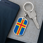 Aland Island Flag Swivel Keychain Dog Tag Stainless Steel or 18k Gold-Express Your Love Gifts