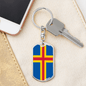 Aland Island Flag Swivel Keychain Dog Tag Stainless Steel or 18k Gold-Express Your Love Gifts