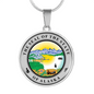 Alaska State Seal Necklace Circle Pendant Stainless Steel or 18k Gold 18-22"-Express Your Love Gifts