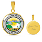 Alaska State Seal Necklace Circle Pendant Stainless Steel or 18k Gold 18-22"-Express Your Love Gifts