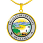Alaska State Seal Necklace Circle Pendant Stainless Steel or 18k Gold 18-22"-Express Your Love Gifts