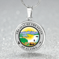 Alaska State Seal Necklace Circle Pendant Stainless Steel or 18k Gold 18-22"-Express Your Love Gifts