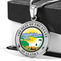 Alaska State Seal Necklace Circle Pendant Stainless Steel or 18k Gold 18-22"-Express Your Love Gifts