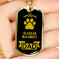Alaskan Malamute Dad Dog Necklace Stainless Steel or 18k Gold Dog Tag W 24" Dog Owner Lover-Express Your Love Gifts