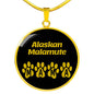 Alaskan Malamute Mama Circle Necklace Stainless Steel or 18k Gold 18-22" Dog Owner Lover-Express Your Love Gifts
