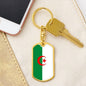 Algeria Flag Keychain Dog Tag Stainless Steel or 18k Gold-Express Your Love Gifts