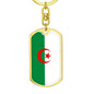 Algeria Flag Keychain Dog Tag Stainless Steel or 18k Gold-Express Your Love Gifts