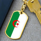 Algeria Flag Keychain Dog Tag Stainless Steel or 18k Gold-Express Your Love Gifts