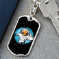 Alien Astronaut Dog Tag Pendant Keychain Stainless Steel or 18k Gold-Express Your Love Gifts