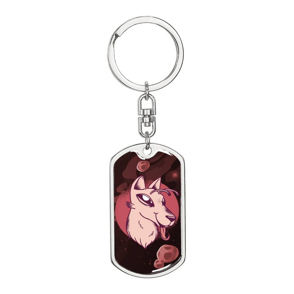 Alien Dog Tag Pendant Keychain Stainless Steel or 18k Gold-Express Your Love Gifts