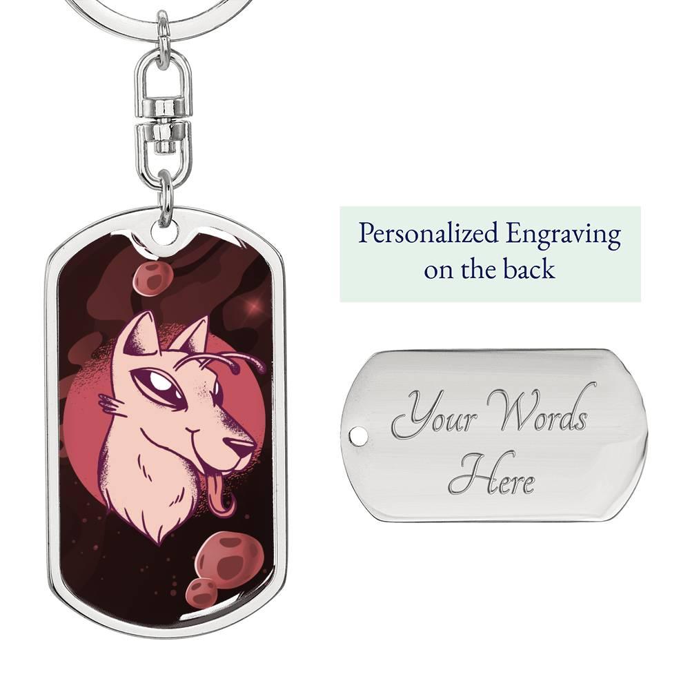 Alien Dog Tag Pendant Keychain Stainless Steel or 18k Gold-Express Your Love Gifts
