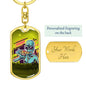 Alien Eating Pizza Dog Tag Pendant Keychain Stainless Steel or 18k Gold-Express Your Love Gifts