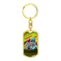 Alien Eating Pizza Dog Tag Pendant Keychain Stainless Steel or 18k Gold-Express Your Love Gifts