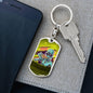 Alien Eating Pizza Dog Tag Pendant Keychain Stainless Steel or 18k Gold-Express Your Love Gifts