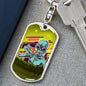 Alien Eating Pizza Dog Tag Pendant Keychain Stainless Steel or 18k Gold-Express Your Love Gifts