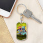 Alien Eating Pizza Dog Tag Pendant Keychain Stainless Steel or 18k Gold-Express Your Love Gifts