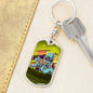 Alien Eating Pizza Dog Tag Pendant Keychain Stainless Steel or 18k Gold-Express Your Love Gifts