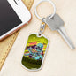 Alien Eating Pizza Dog Tag Pendant Keychain Stainless Steel or 18k Gold-Express Your Love Gifts