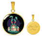 Alien Egg Circle Pendant UFO Alien Fan Necklace Stainless Steel or 18k Gold 18-22"-Express Your Love Gifts