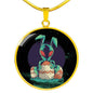Alien Egg Circle Pendant UFO Alien Fan Necklace Stainless Steel or 18k Gold 18-22"-Express Your Love Gifts