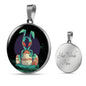 Alien Egg Circle Pendant UFO Alien Fan Necklace Stainless Steel or 18k Gold 18-22"-Express Your Love Gifts