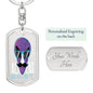 Alien Exist Dog Tag Pendant Keychain Stainless Steel or 18k Gold-Express Your Love Gifts