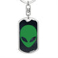 Alien Face Dog Tag Pendant Keychain Stainless Steel or 18k Gold-Express Your Love Gifts