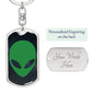 Alien Face Dog Tag Pendant Keychain Stainless Steel or 18k Gold-Express Your Love Gifts