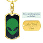 Alien Face Dog Tag Pendant Keychain Stainless Steel or 18k Gold-Express Your Love Gifts
