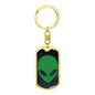 Alien Face Dog Tag Pendant Keychain Stainless Steel or 18k Gold-Express Your Love Gifts