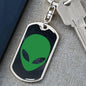 Alien Face Dog Tag Pendant Keychain Stainless Steel or 18k Gold-Express Your Love Gifts