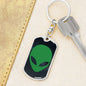 Alien Face Dog Tag Pendant Keychain Stainless Steel or 18k Gold-Express Your Love Gifts