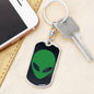 Alien Face Dog Tag Pendant Keychain Stainless Steel or 18k Gold-Express Your Love Gifts