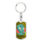 Alien Face Palm Dog Tag Pendant Keychain Stainless Steel or 18k Gold-Express Your Love Gifts