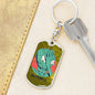 Alien Face Palm Dog Tag Pendant Keychain Stainless Steel or 18k Gold-Express Your Love Gifts