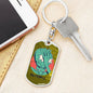 Alien Face Palm Dog Tag Pendant Keychain Stainless Steel or 18k Gold-Express Your Love Gifts