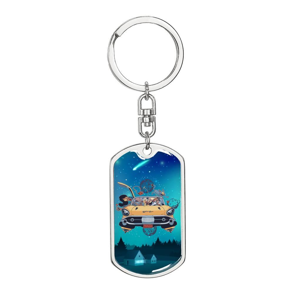 Alien Family Car Dog Tag Pendant Keychain Stainless Steel or 18k Gold-Express Your Love Gifts