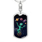Alien Juggler Dog Tag Pendant Keychain Stainless Steel or 18k Gold-Express Your Love Gifts
