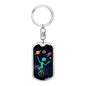 Alien Juggler Dog Tag Pendant Keychain Stainless Steel or 18k Gold-Express Your Love Gifts