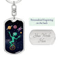 Alien Juggler Dog Tag Pendant Keychain Stainless Steel or 18k Gold-Express Your Love Gifts