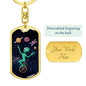 Alien Juggler Dog Tag Pendant Keychain Stainless Steel or 18k Gold-Express Your Love Gifts