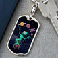 Alien Juggler Dog Tag Pendant Keychain Stainless Steel or 18k Gold-Express Your Love Gifts
