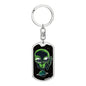 Alien On Planet Dog Tag Pendant Keychain Stainless Steel or 18k Gold-Express Your Love Gifts