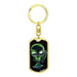Alien On Planet Dog Tag Pendant Keychain Stainless Steel or 18k Gold-Express Your Love Gifts