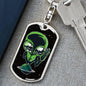 Alien On Planet Dog Tag Pendant Keychain Stainless Steel or 18k Gold-Express Your Love Gifts